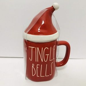 Rae Dunn JINGLE BELLS Mug w/ Topper Christmas